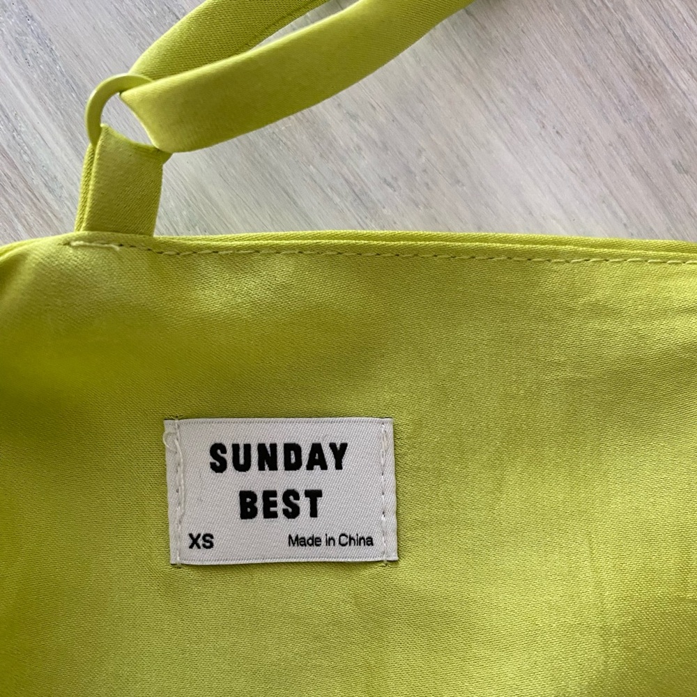 Aritzia Sunday Best Chartreuse Satin Top - Picture 4 of 9
